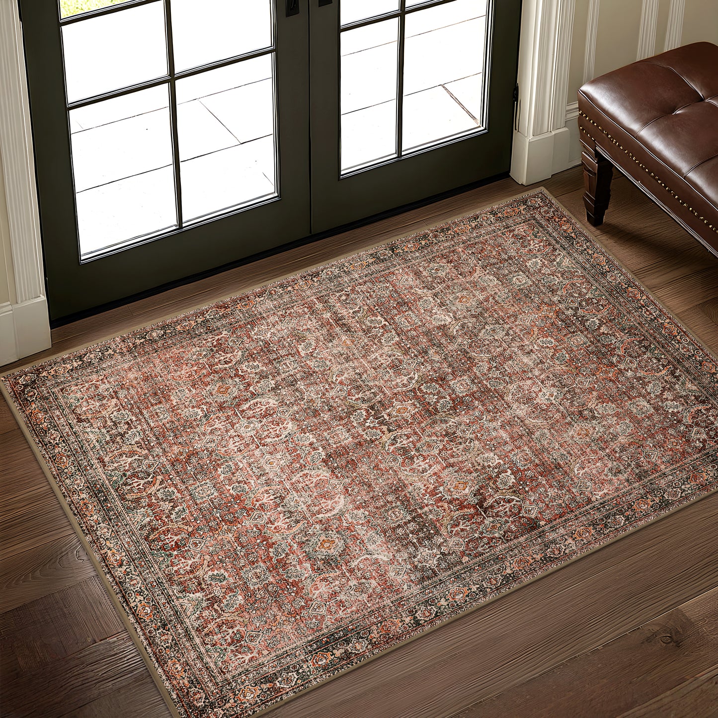 GENIMO Machine Washable Rugs Non Slip Carpet with Gripper AR1005
