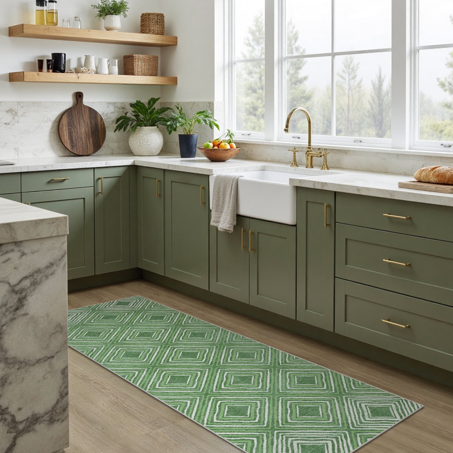 GENIMO Modern Geometric Checkered Machine Washable Non Slip Area Rug