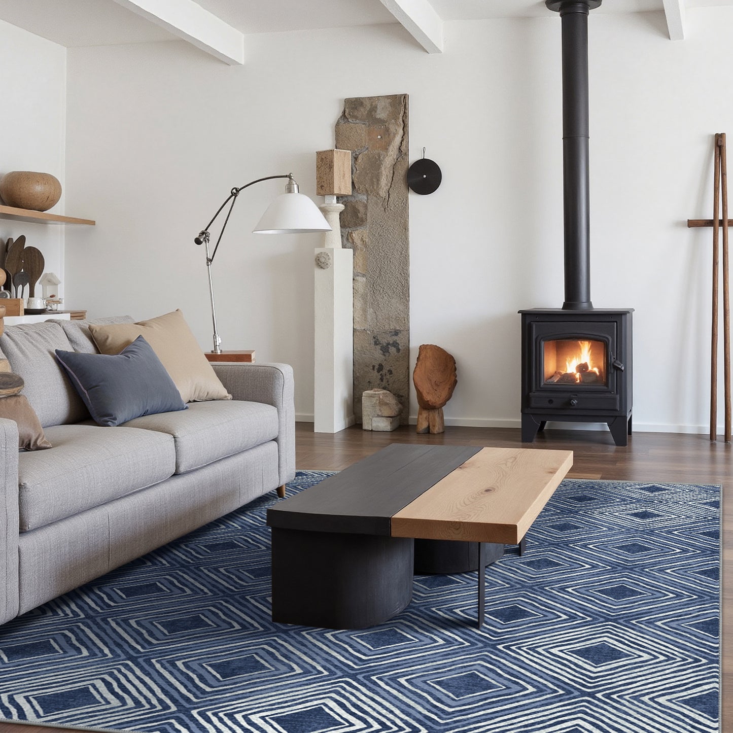 GENIMO Modern Geometric Checkered Machine Washable Non Slip Area Rug