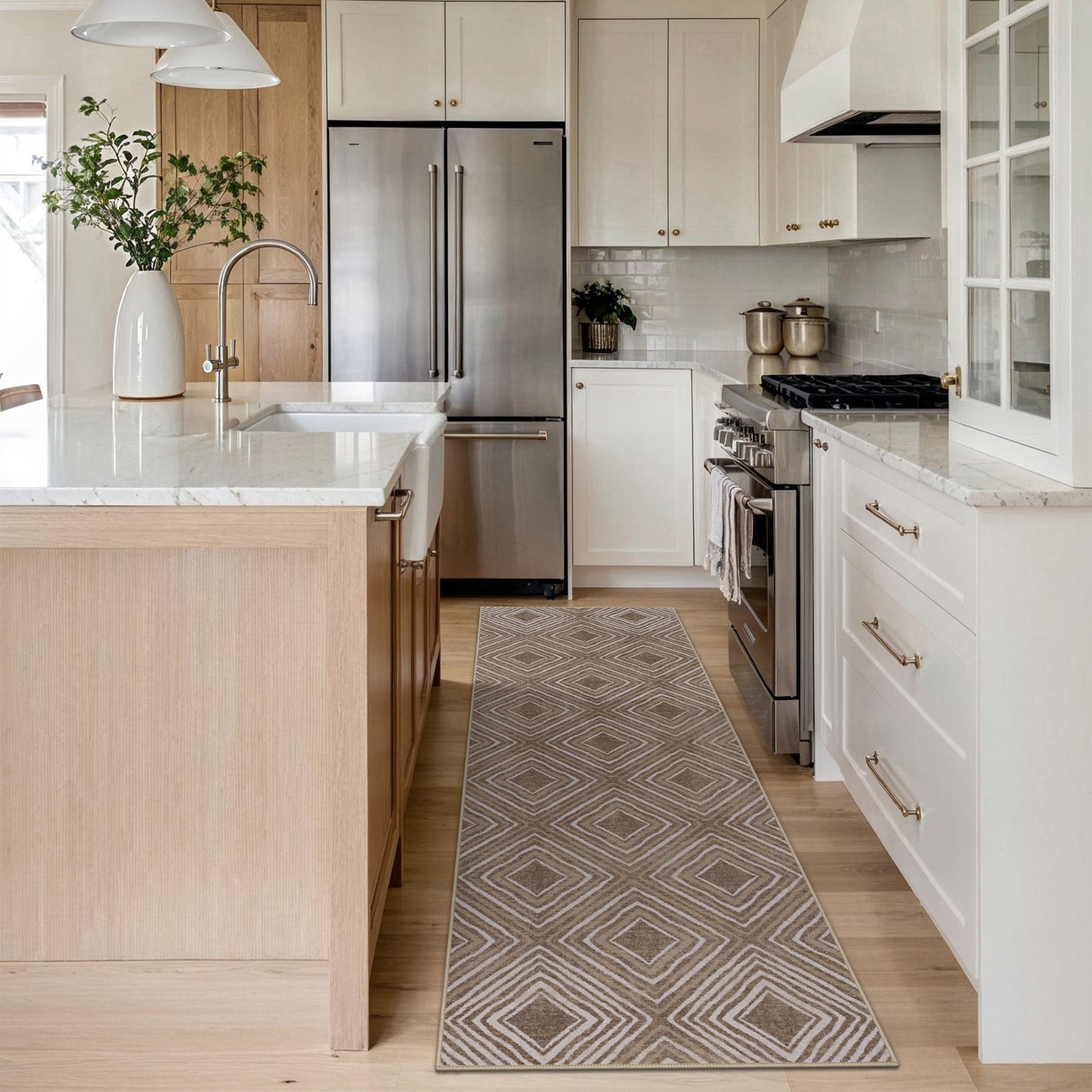 GENIMO Modern Geometric Checkered Machine Washable Non Slip Area Rug