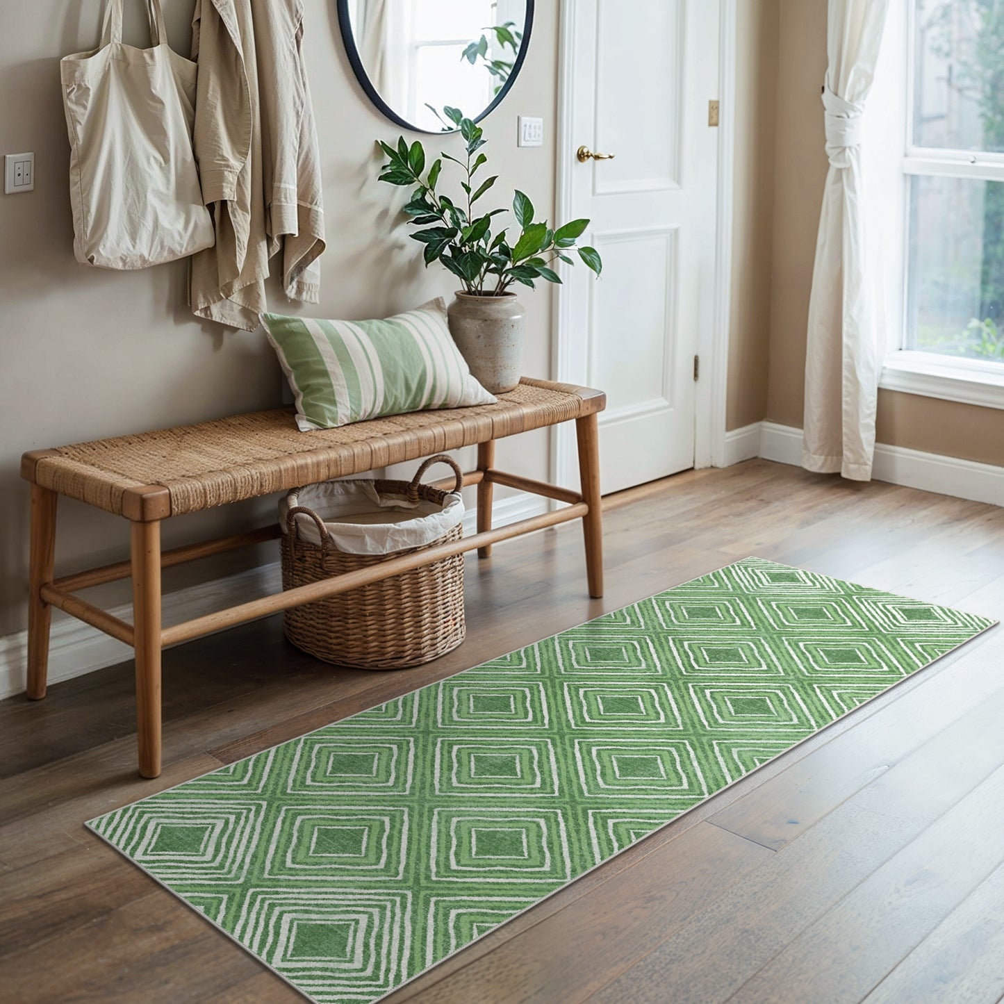 GENIMO Modern Geometric Checkered Machine Washable Non Slip Area Rug