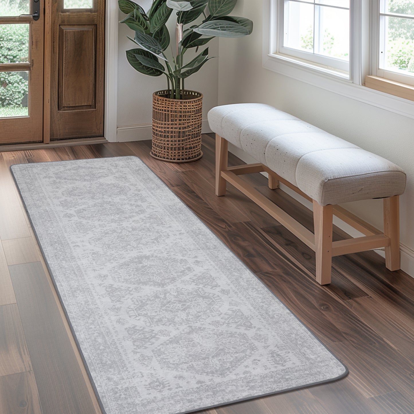GENIMO Machine Washable Rugs Non Slip Carpet with Gripper AR1005