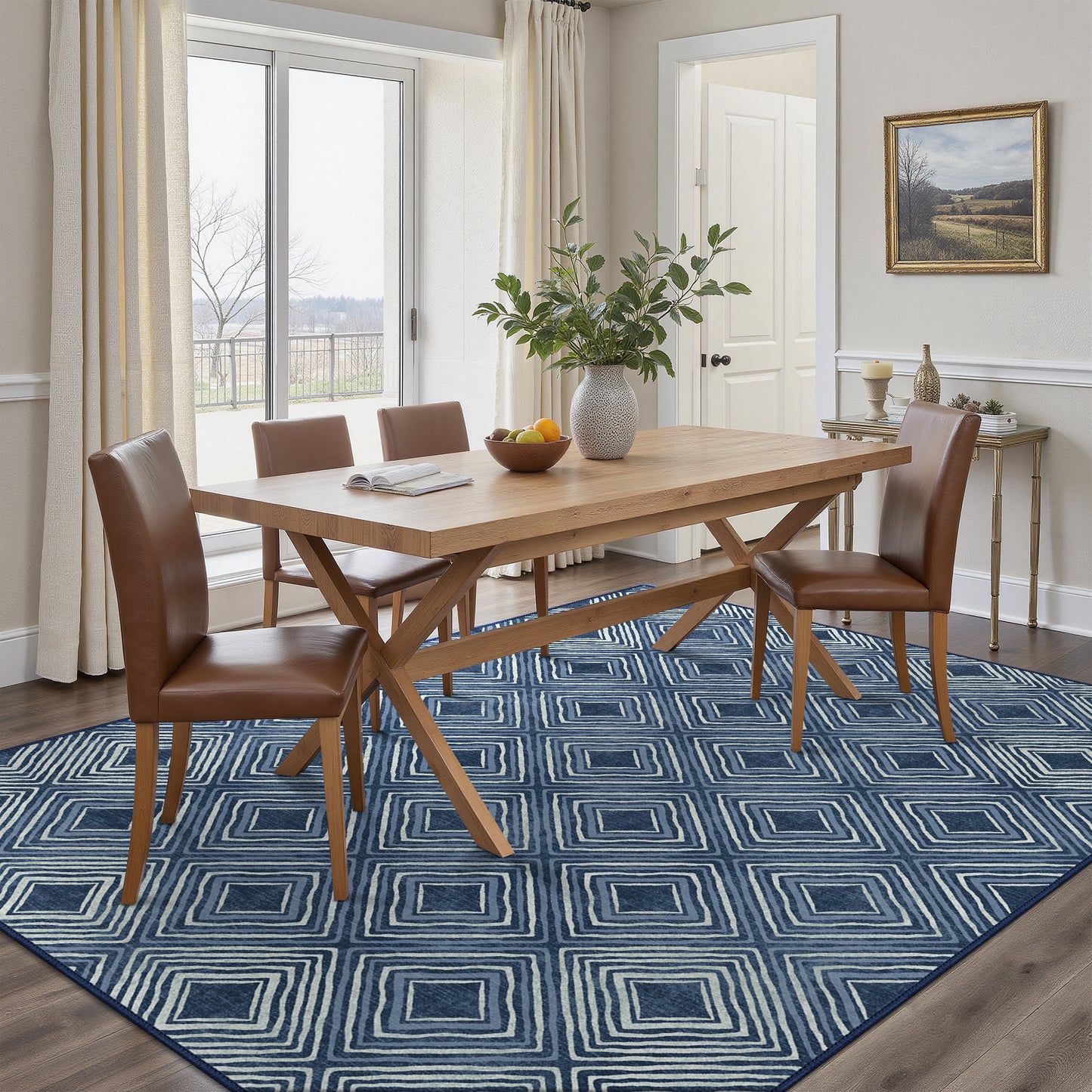 GENIMO Modern Geometric Checkered Machine Washable Non Slip Area Rug