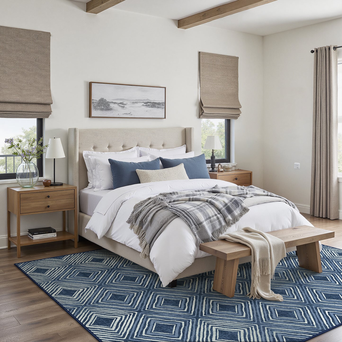 GENIMO Modern Geometric Checkered Machine Washable Non Slip Area Rug