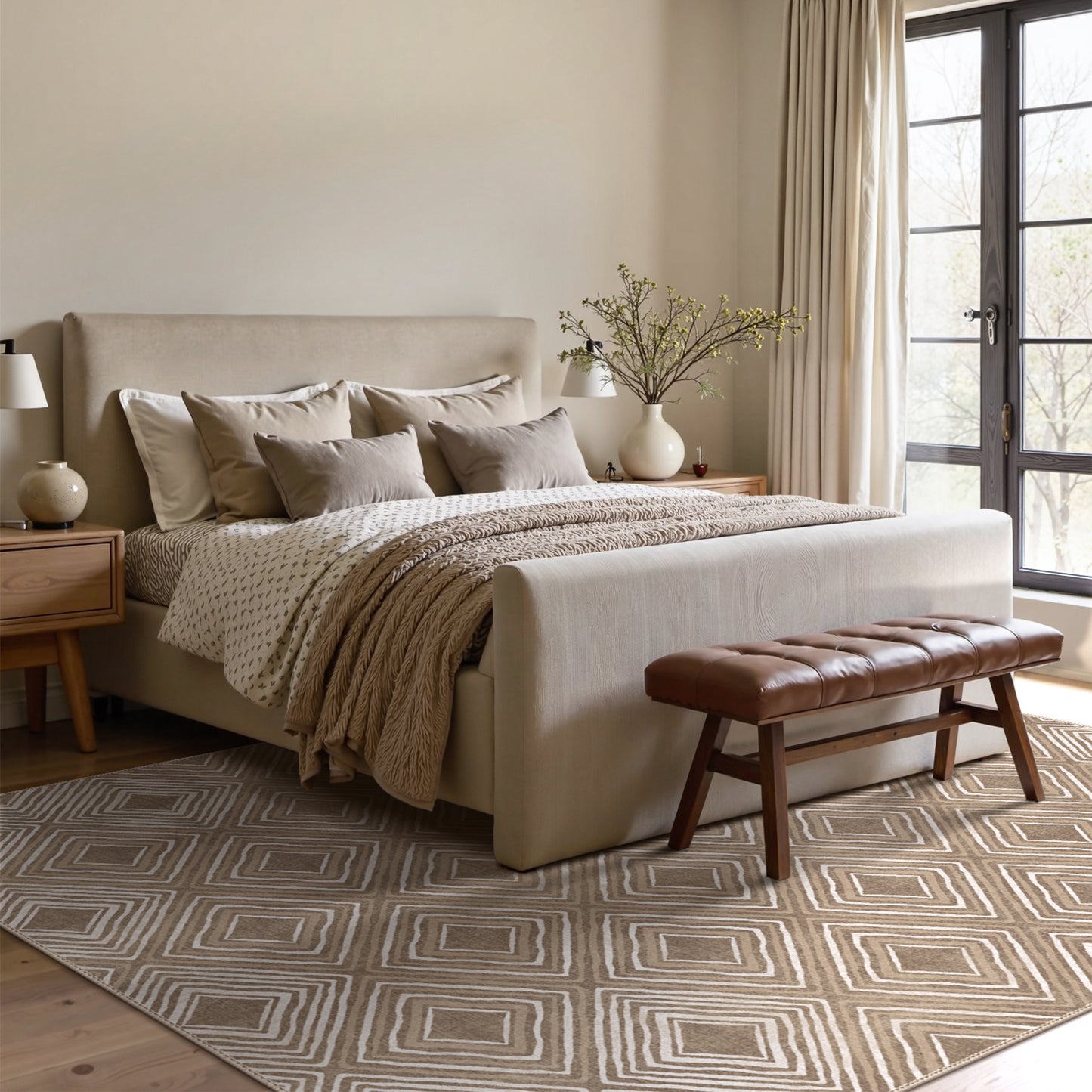 GENIMO Modern Geometric Checkered Machine Washable Non Slip Area Rug