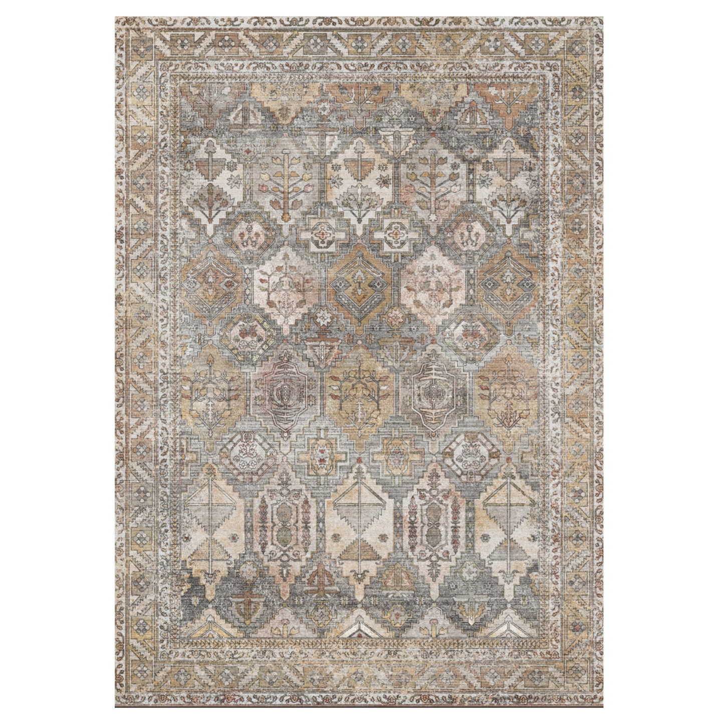 GENIMO Vintage Classic Print Multi Color Washable Area Rug