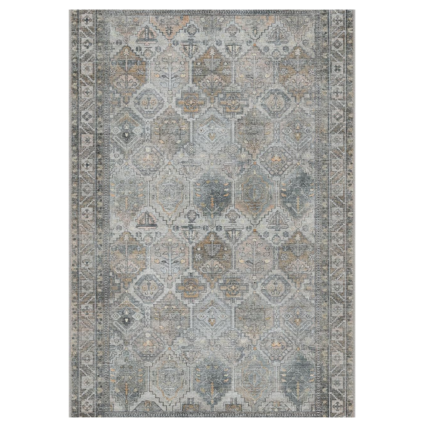 GENIMO Vintage Classic Print Washable Area Rug Gray