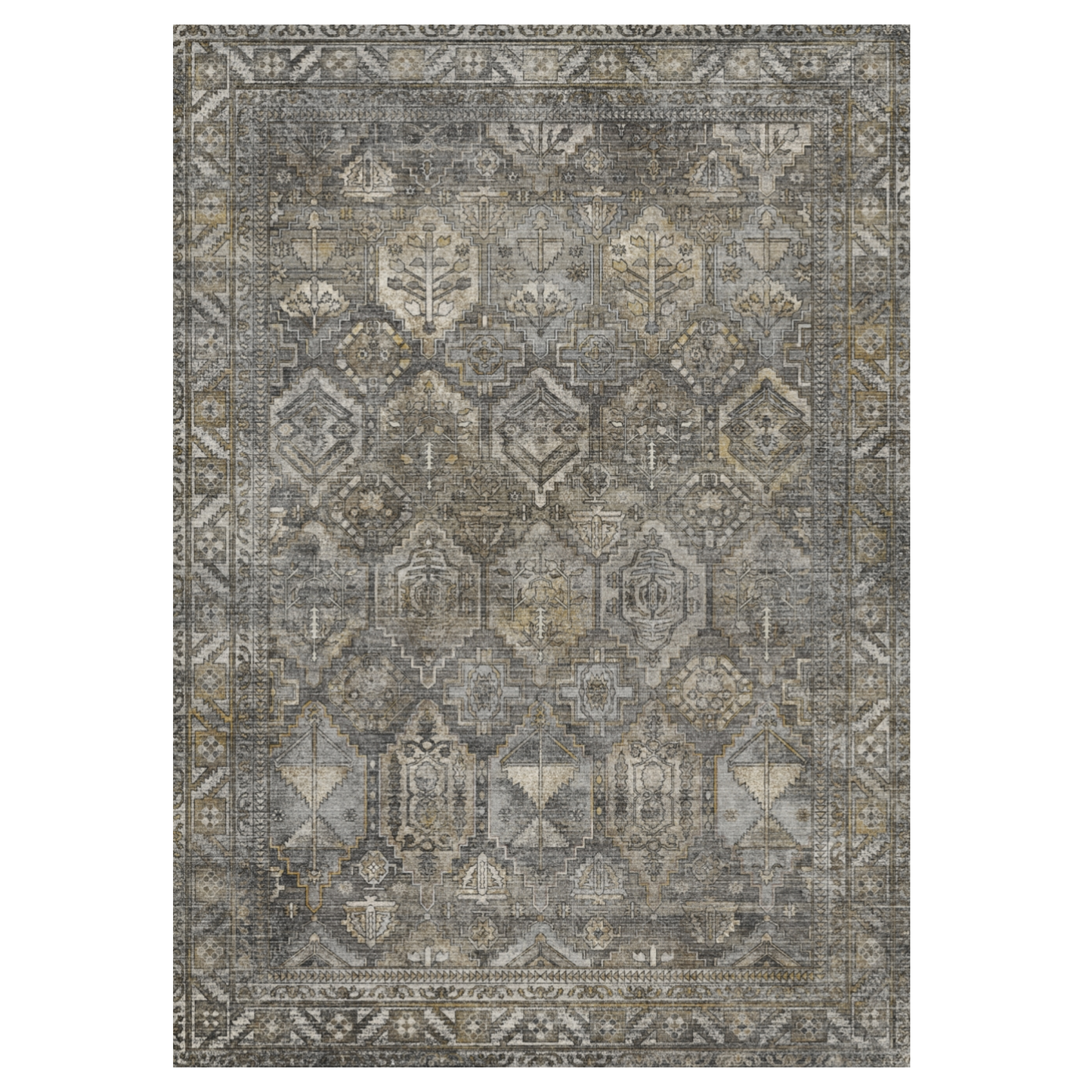 GENIMO Vintage Classic Print Washable Area Rug Gray