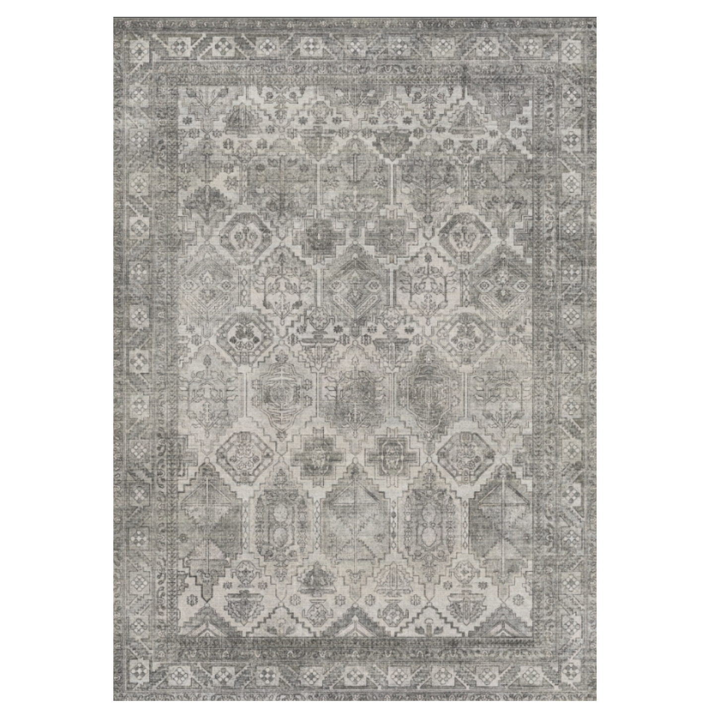 GENIMO Vintage Classic Print Washable Area Rug Gray