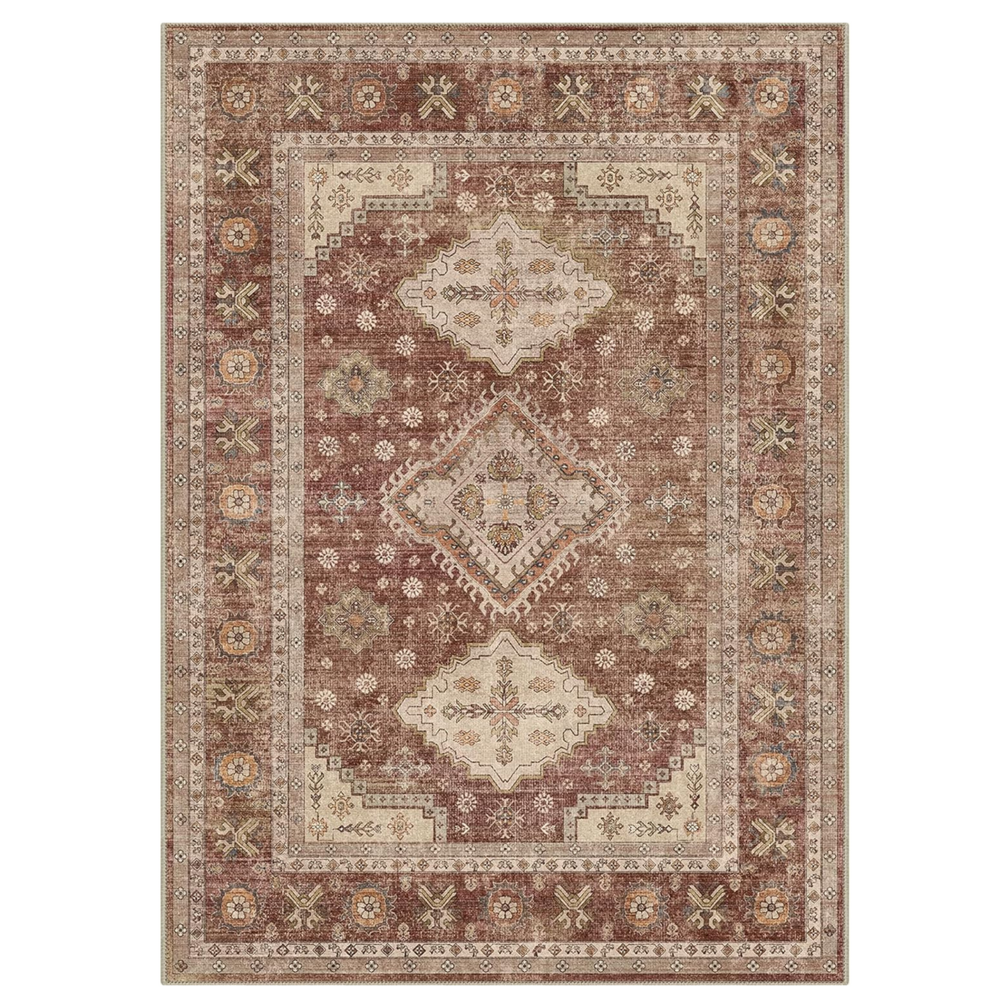 GENIMO Fantasy Geometric Floral Print Warm Color Non-Slip Washable Area Rug