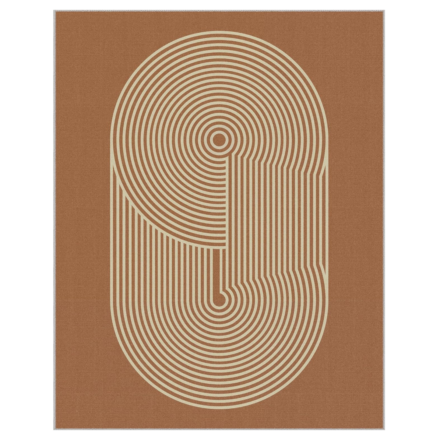 GENIMO Modern Minimalist Oval Line Printed Non-Slip Area Rug