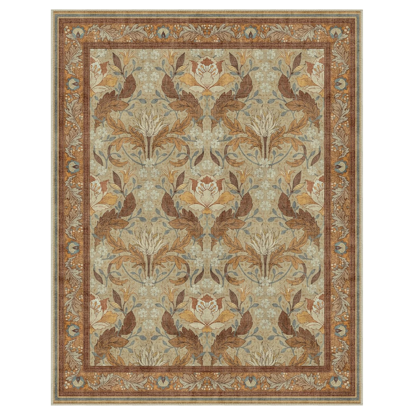 GENIMO Vintage Floral Machine Washable Area Rug