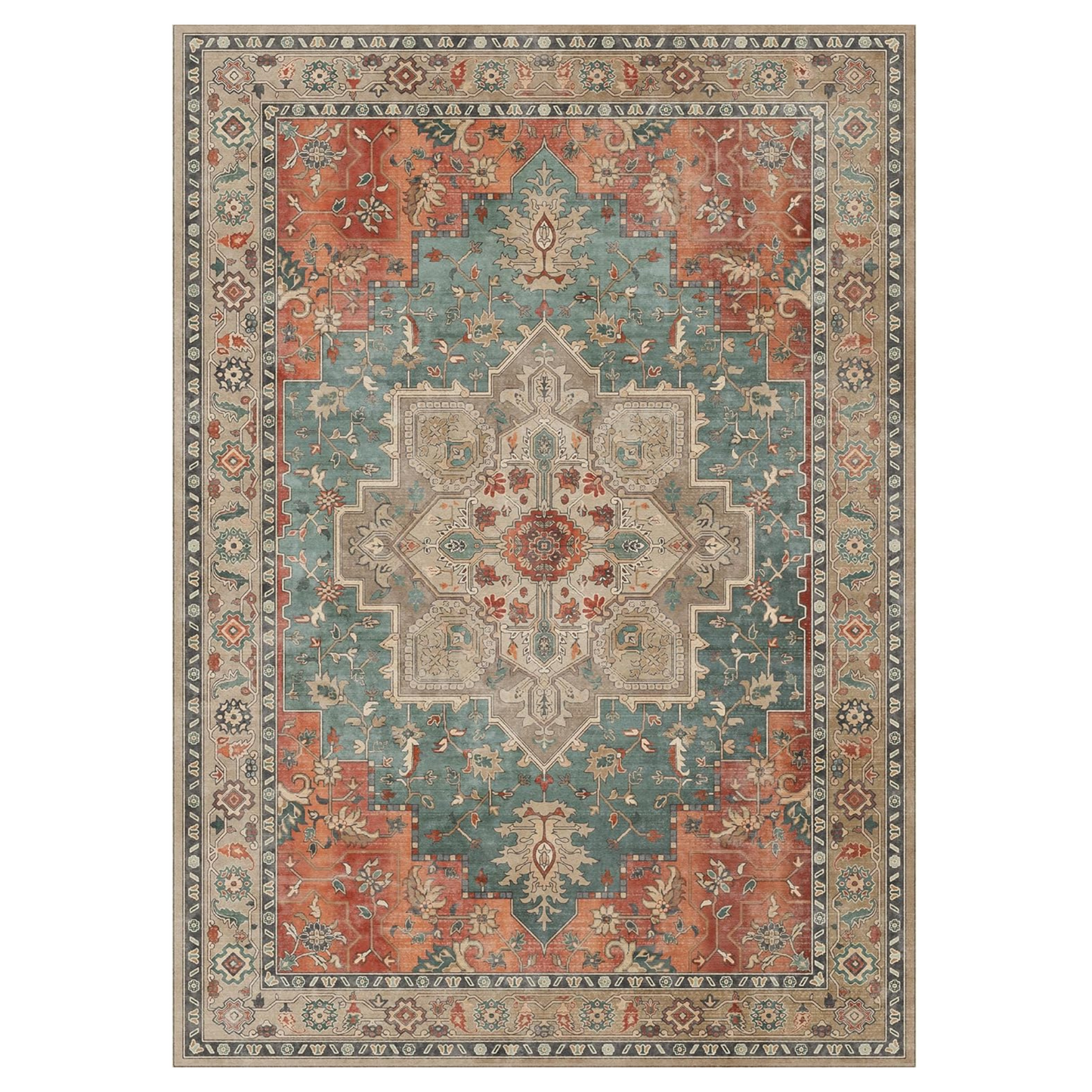 GENIMO Vintage Print Machine Washable Runner Rug