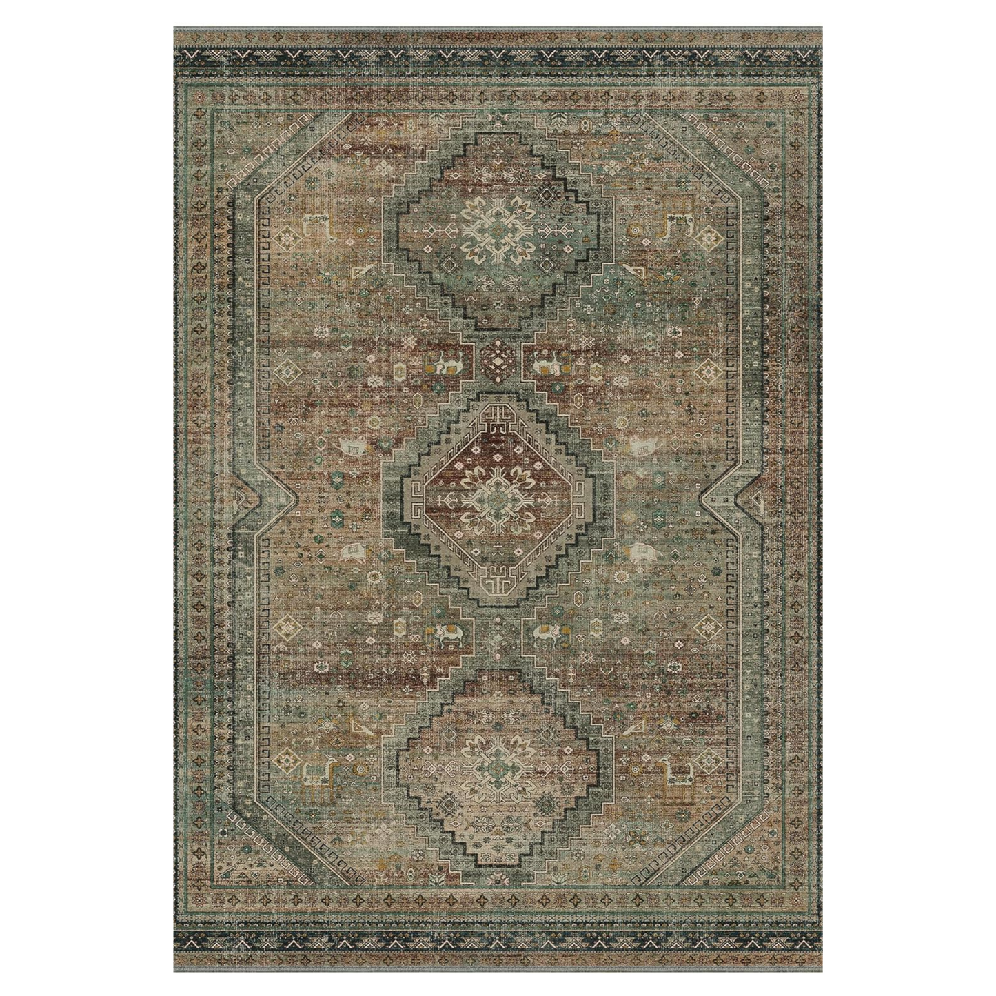 GENIMO Machine Washable Rugs Non Slip Carpet with Gripper, Gray