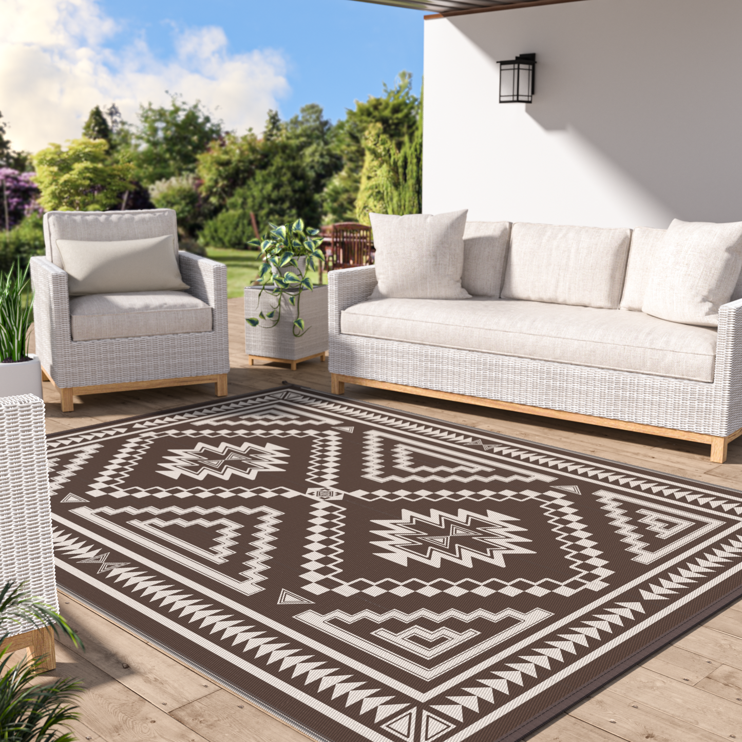 GENIMO Outdoor Rug for Patio Clearance,8'x10' Waterproof Mat