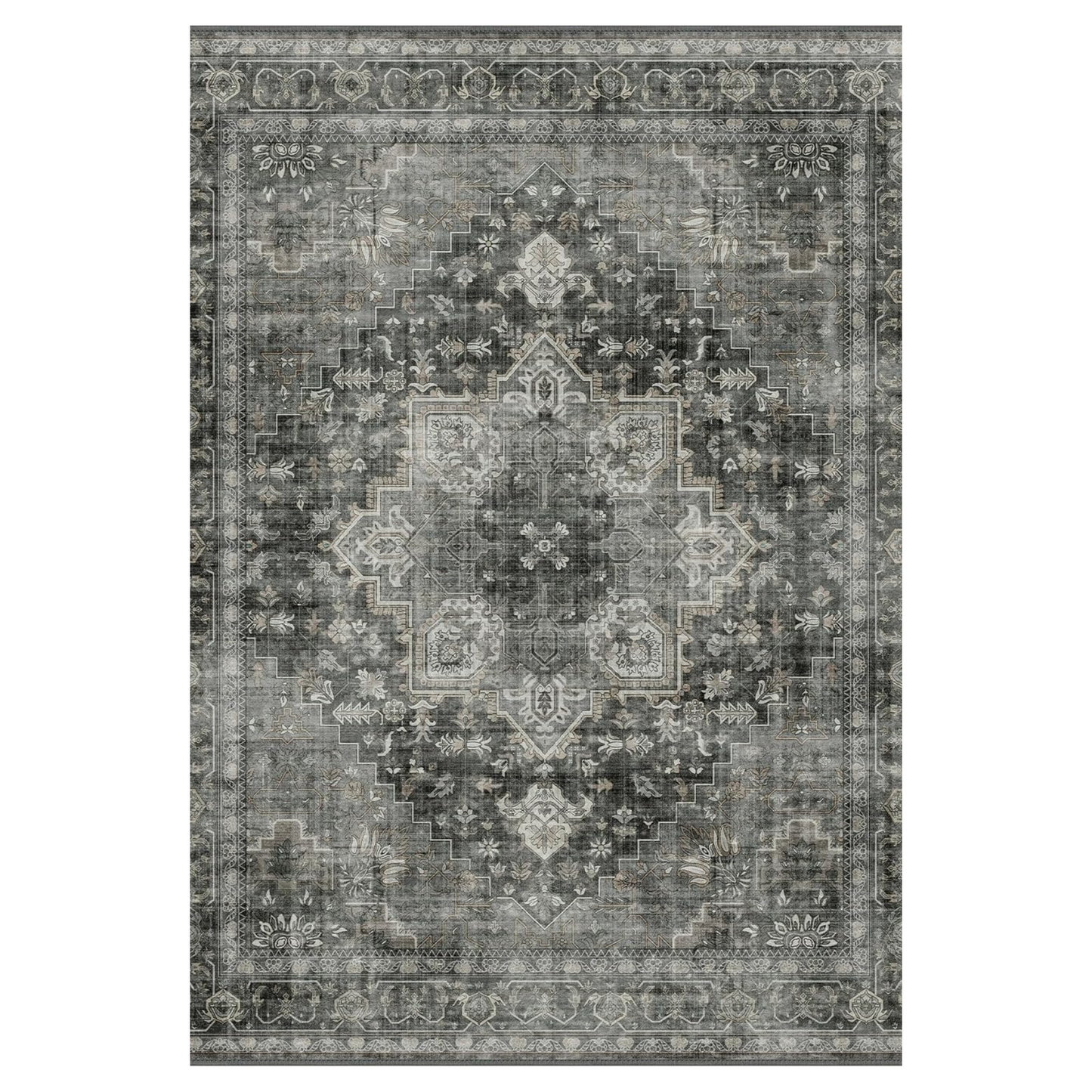 GENIMO Vintage Aged Floral Print Low Pile Area Rug