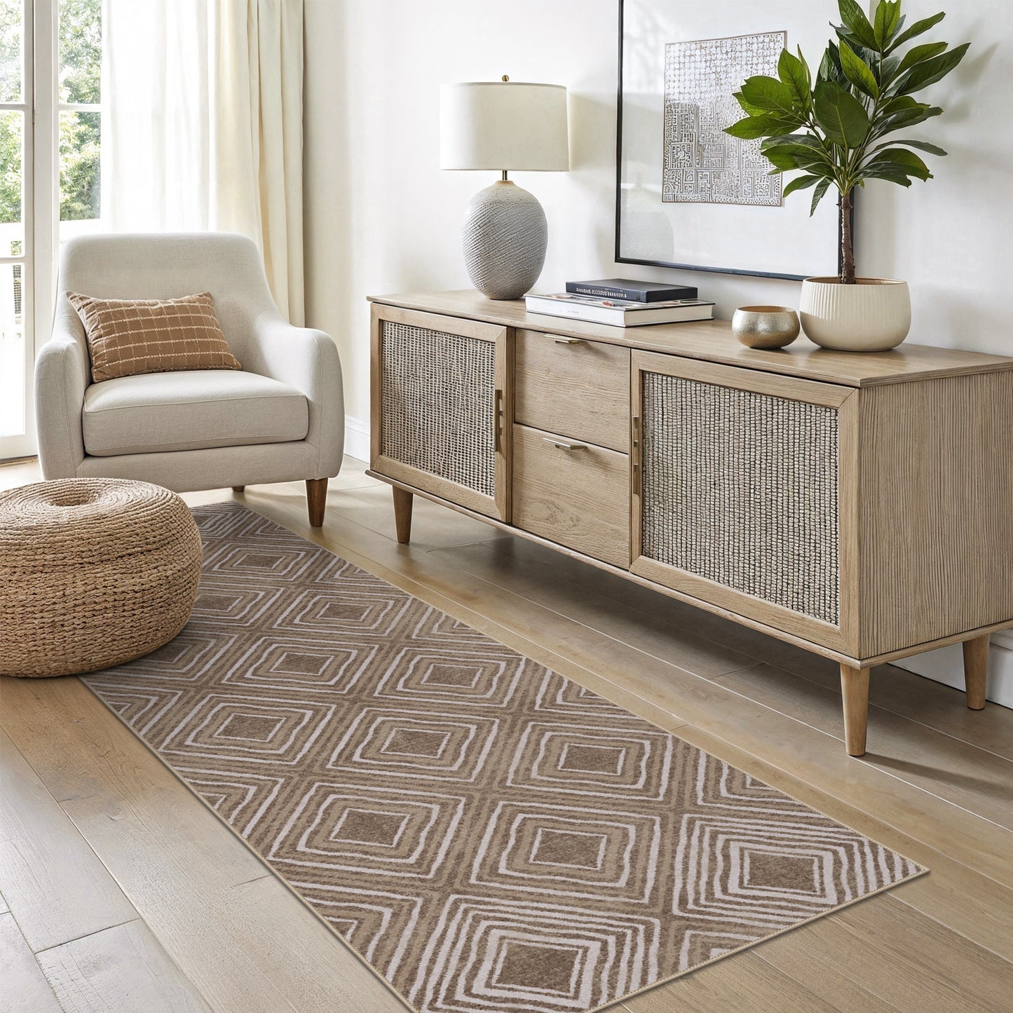 GENIMO Modern Geometric Checkered Machine Washable Non Slip Area Rug