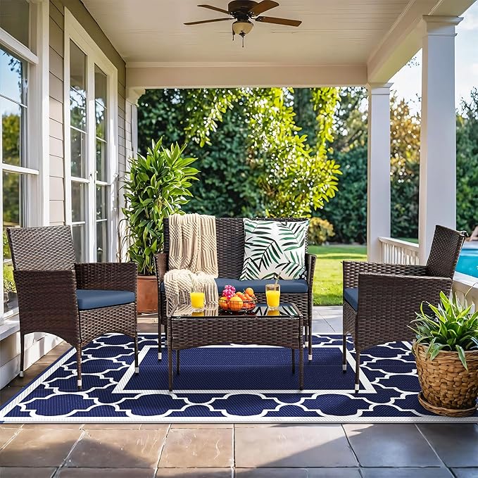 GENIMO Outdoor Rug for Patio Clearance,8'x10' Waterproof Mat