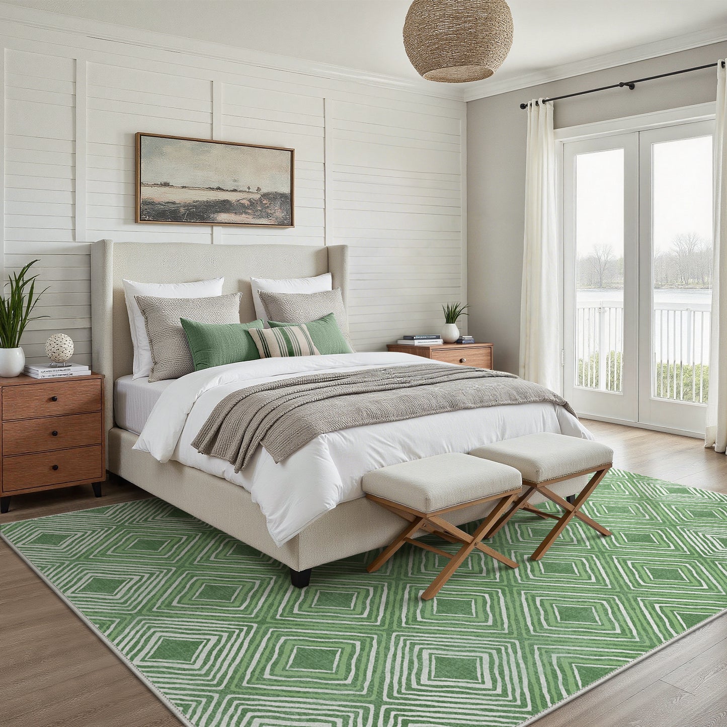 GENIMO Modern Geometric Checkered Machine Washable Non Slip Area Rug