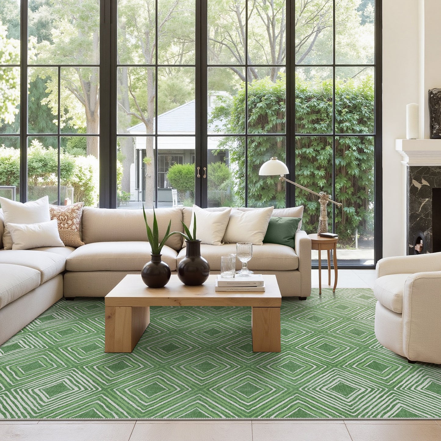 GENIMO Modern Geometric Checkered Machine Washable Non Slip Area Rug