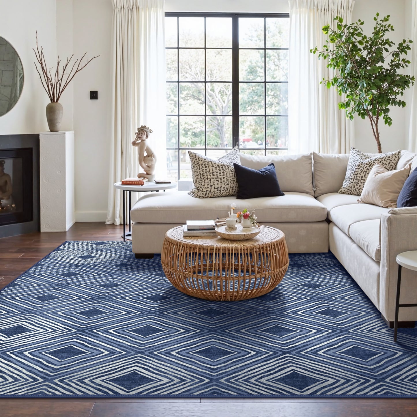GENIMO Modern Geometric Checkered Machine Washable Non Slip Area Rug