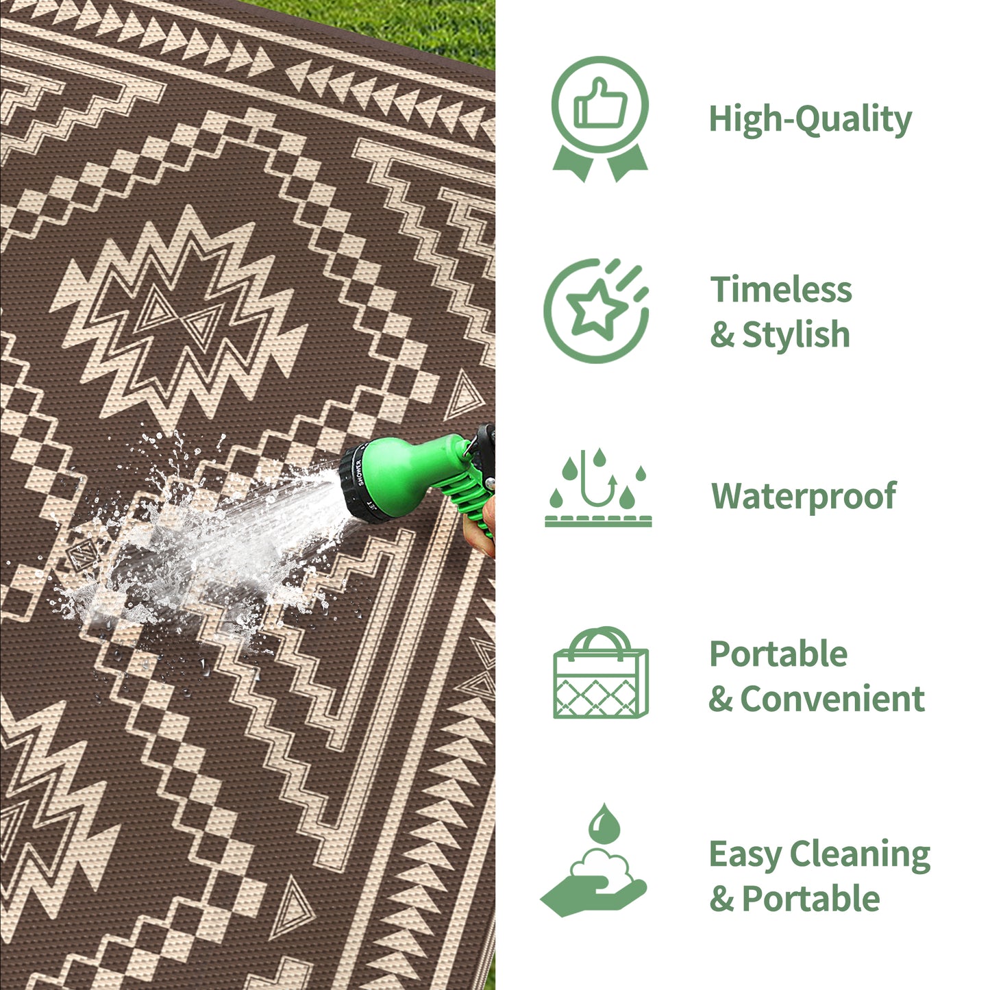GENIMO Outdoor Rug for Patio Clearance,8'x10' Waterproof Mat