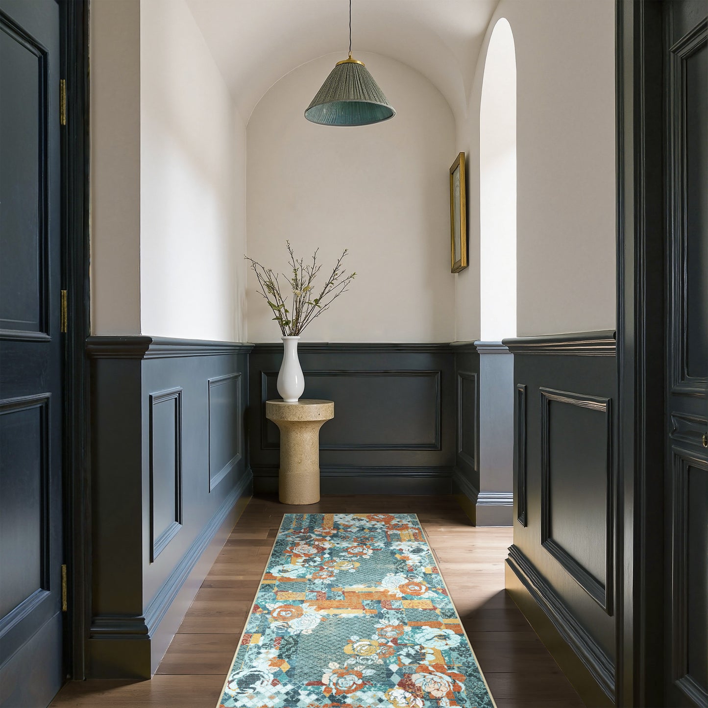 GENIMO Machine Washable Non Slip Vintage Floral Patchwork Area Rug