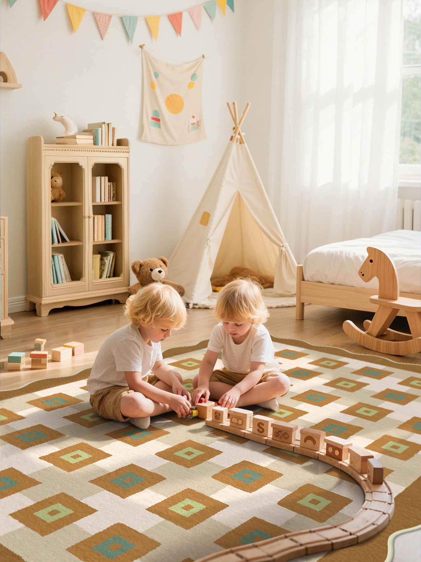 GENIMO Modern Geometric Decorative Irregular Area Rug