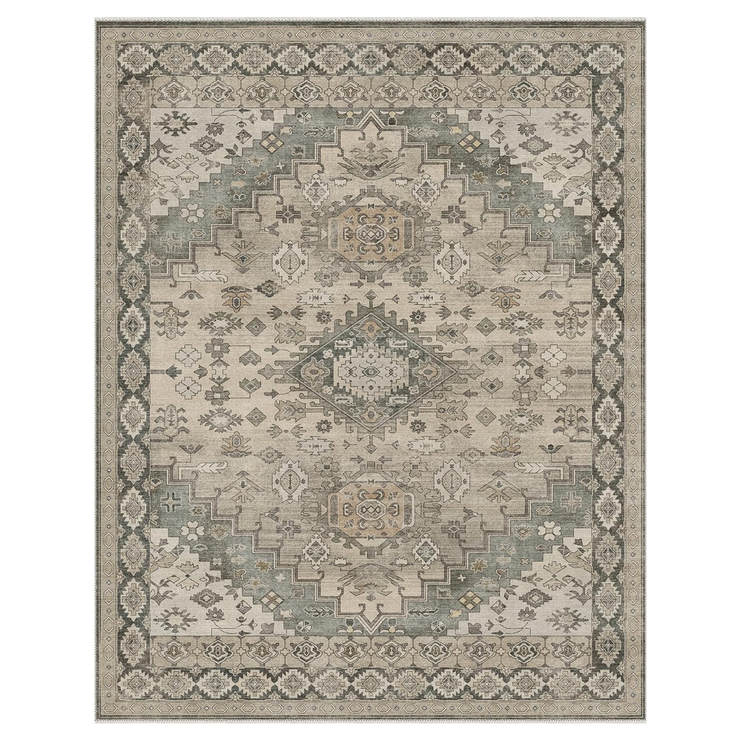 GENIMO Machine Washable Symmetrical Totem Print Non-Slip Area Rug