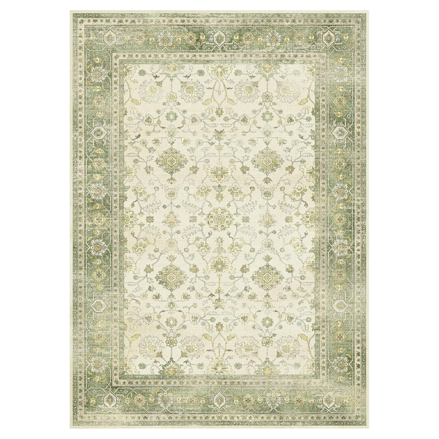 GENIMO Machine Washable Non Slip Artistic Area Rug Light Green