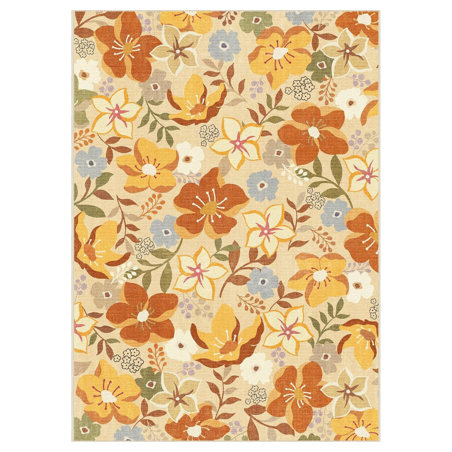 GENIMO Floral Bloom Machine Washable Area Rug for Living Room