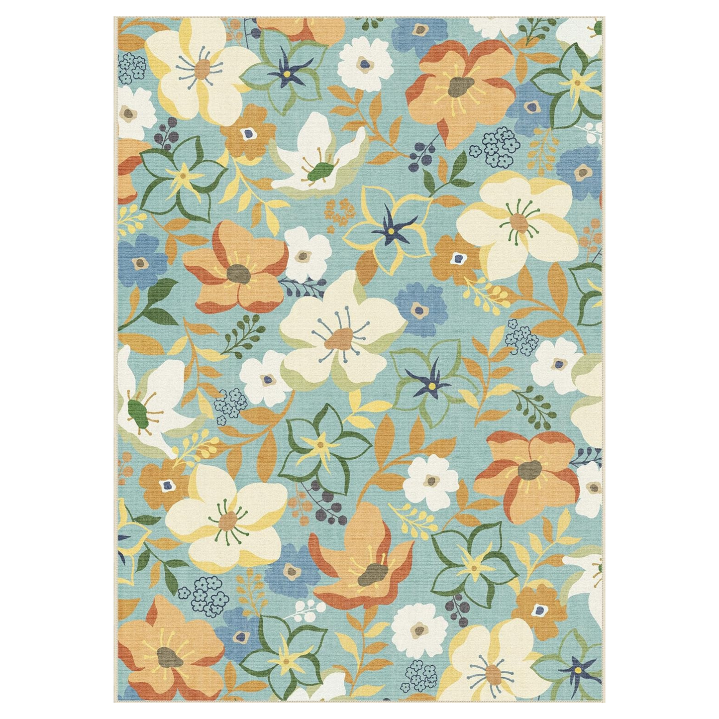 GENIMO Floral Bloom Machine Washable Area Rug for Living Room