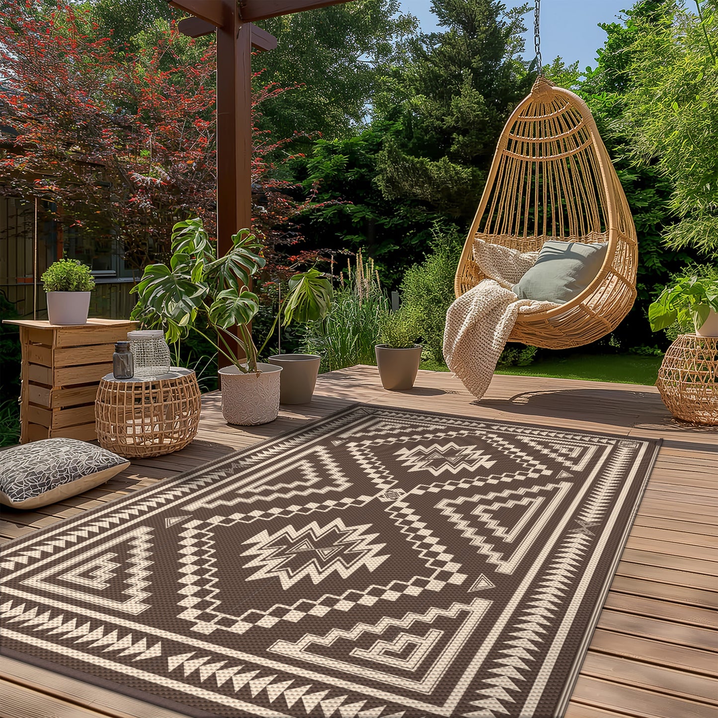 GENIMO Outdoor Rug for Patio Clearance,8'x10' Waterproof Mat