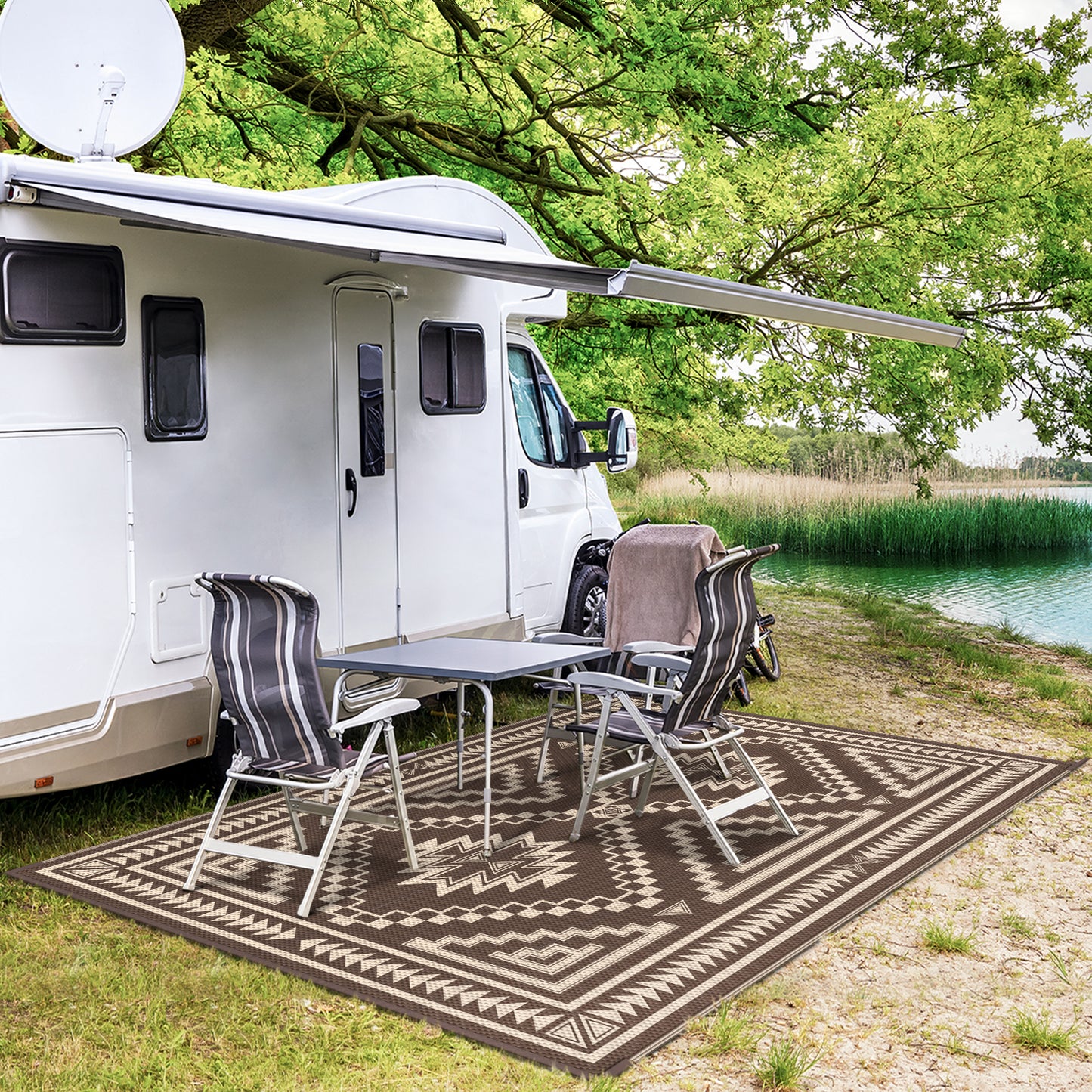 GENIMO Outdoor Rug for Patio Clearance,8'x10' Waterproof Mat