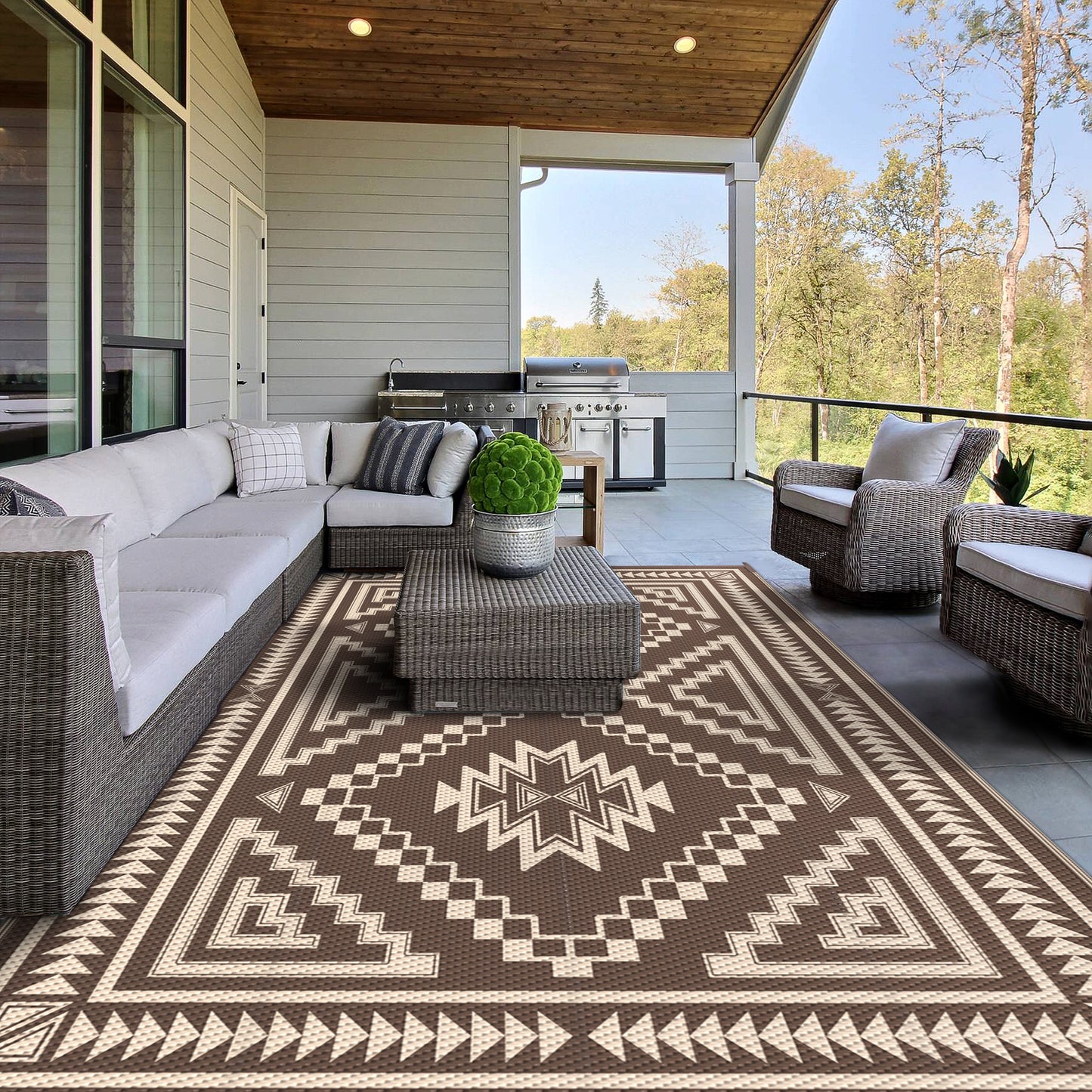 GENIMO Outdoor Rug for Patio Clearance,8'x10' Waterproof Mat