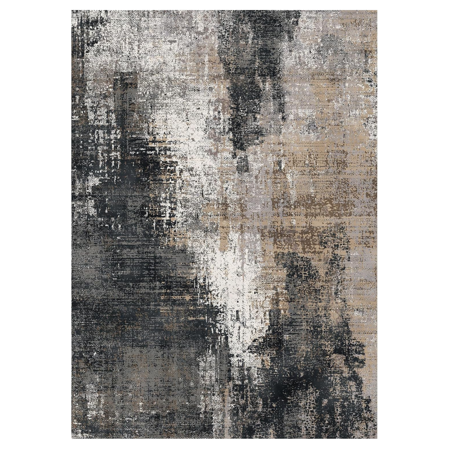 GENIMO Washable Area Rug Modern Black Urban Mist