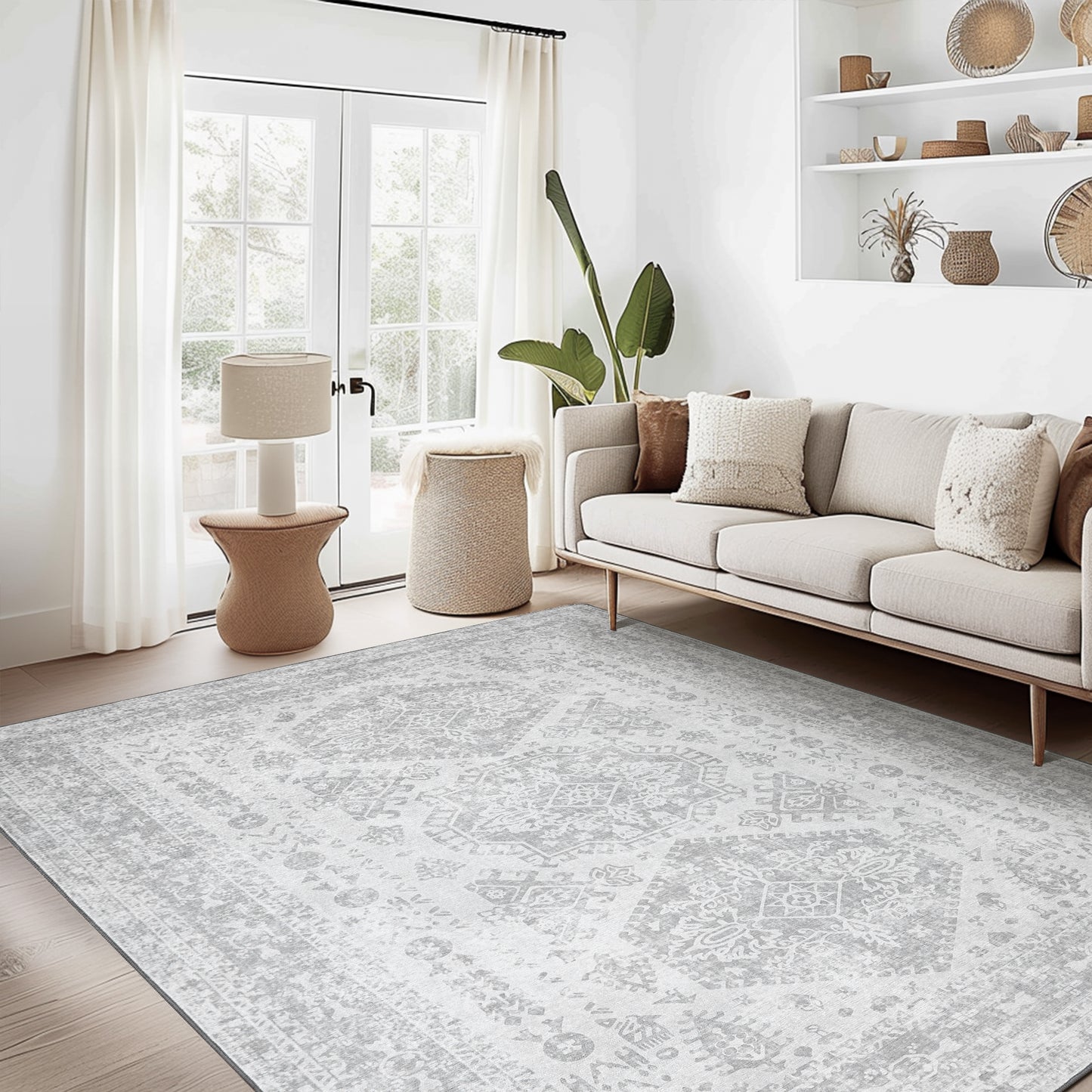GENIMO Machine Washable Rugs Non Slip Carpet with Gripper AR1005