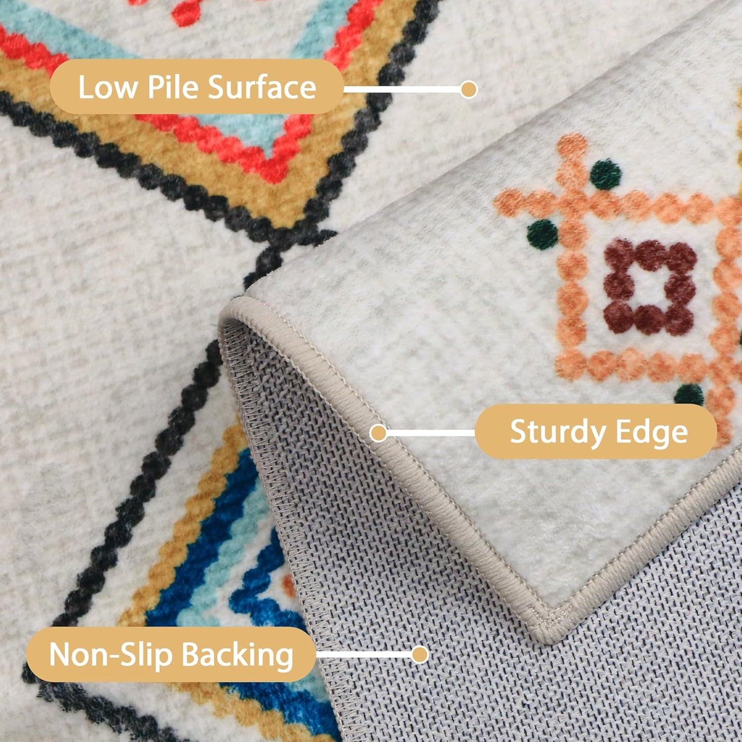 GENIMO Rainbow Geometric Low-Pile Area Rug