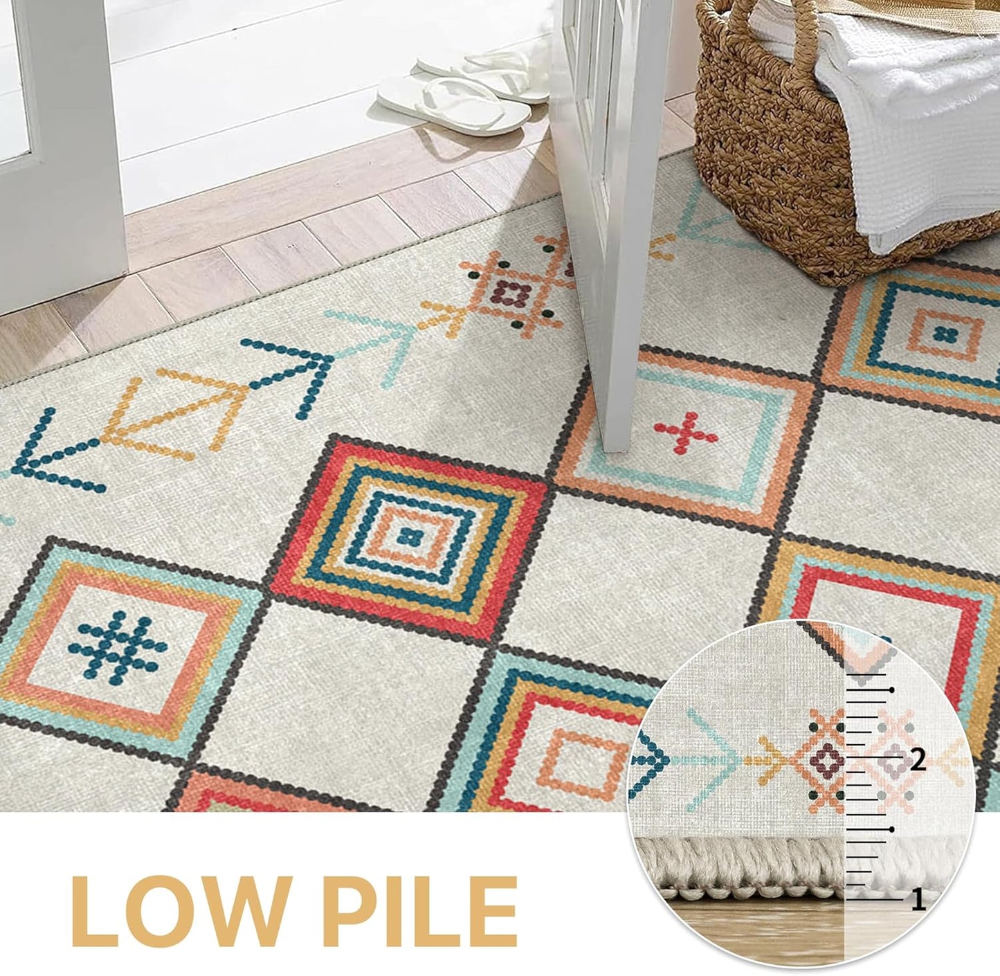 GENIMO Rainbow Geometric Low-Pile Area Rug