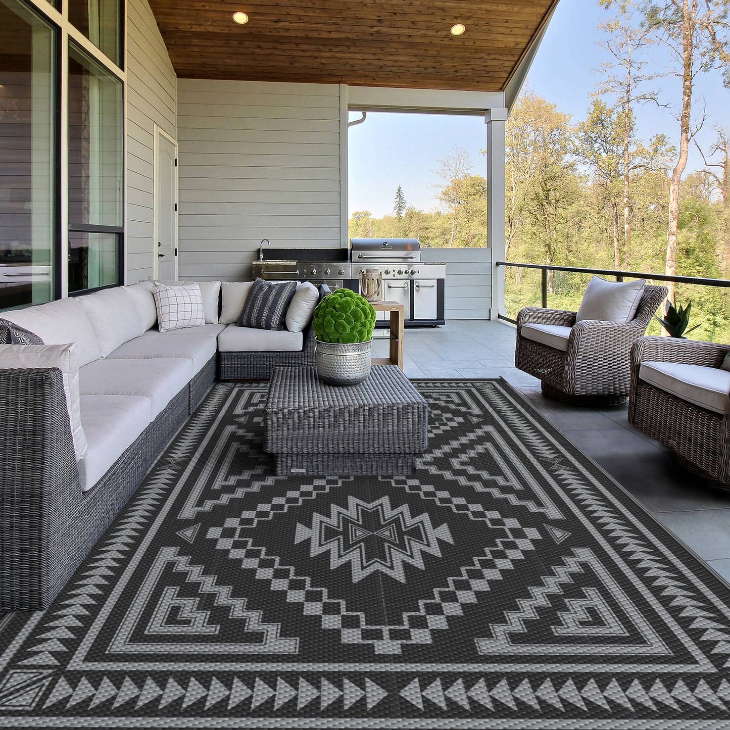 GENIMO Outdoor Rug for Patio Clearance,8'x10' Waterproof Mat