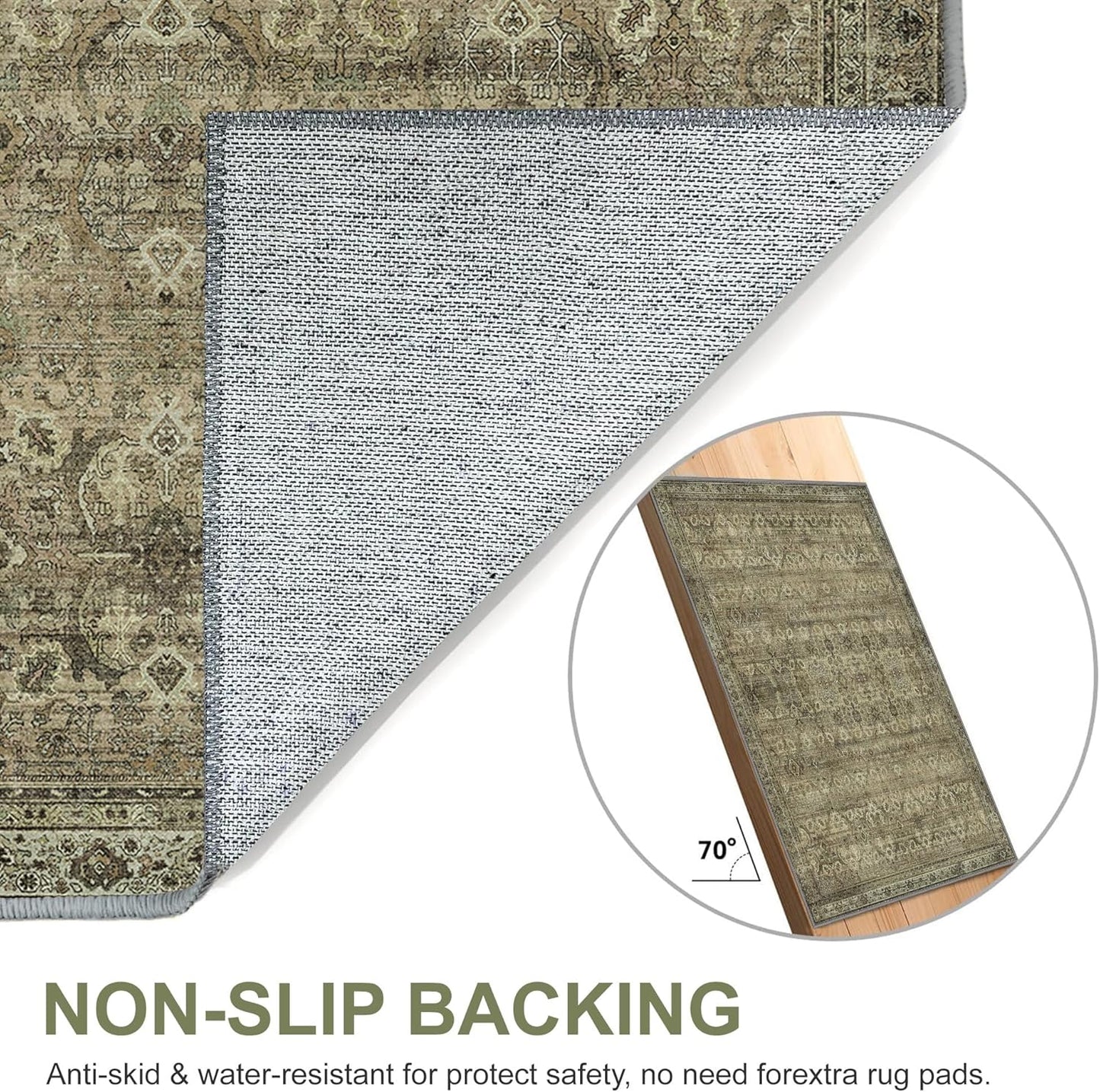 GENIMO Vintage Gorgeous Cool Color Non-Slip Washable Area Rug