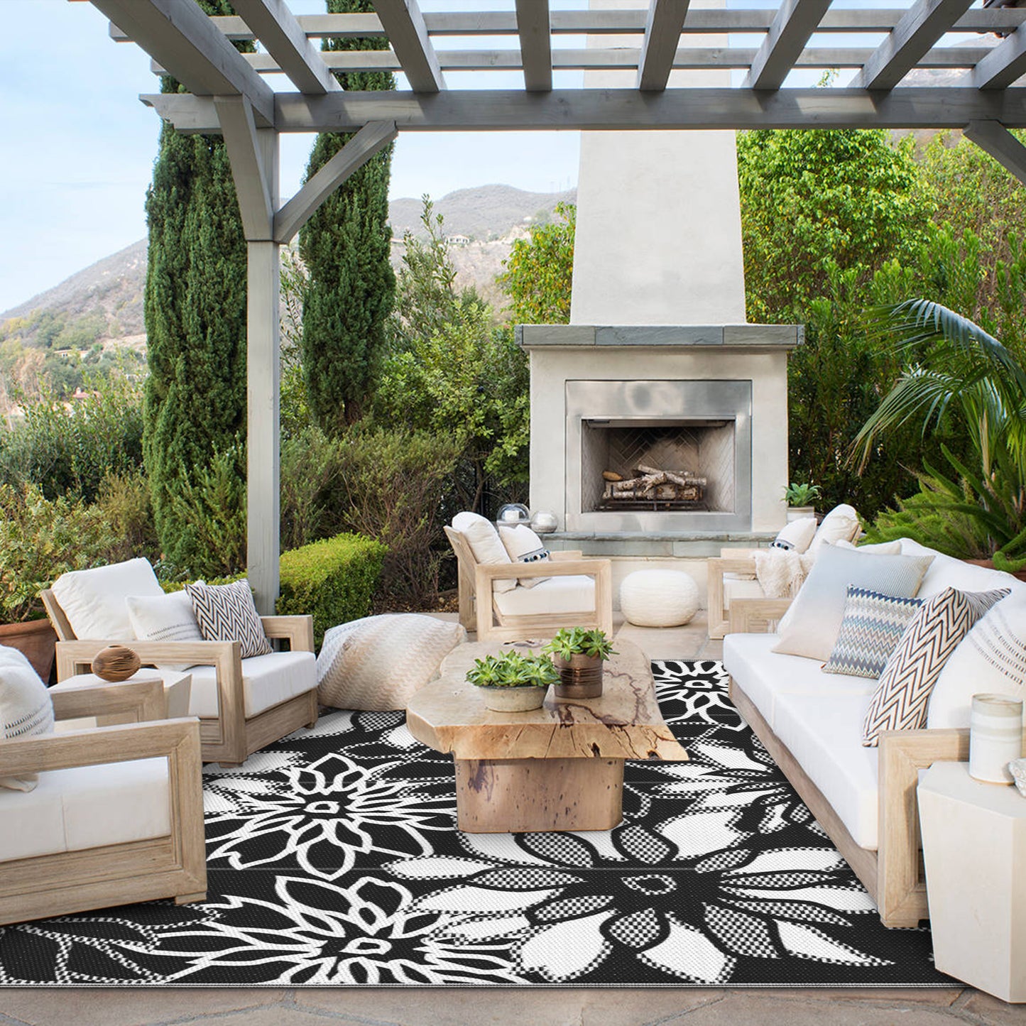 GENIMO Outdoor Rug for Patio Clearance,8'x10' Waterproof Mat