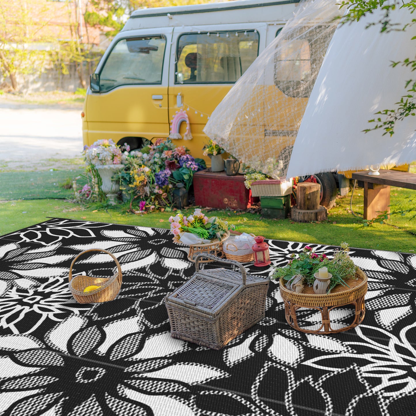 GENIMO Outdoor Rug for Patio Clearance,8'x10' Waterproof Mat
