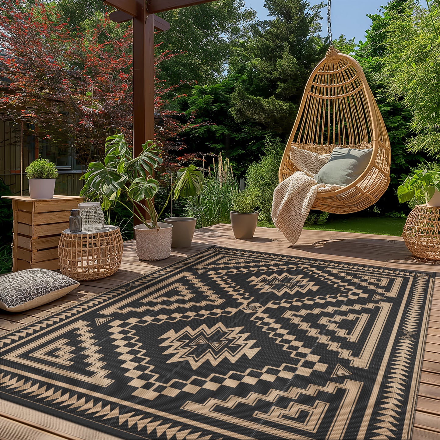 GENIMO Outdoor Rug for Patio Clearance,8'x10' Waterproof Mat
