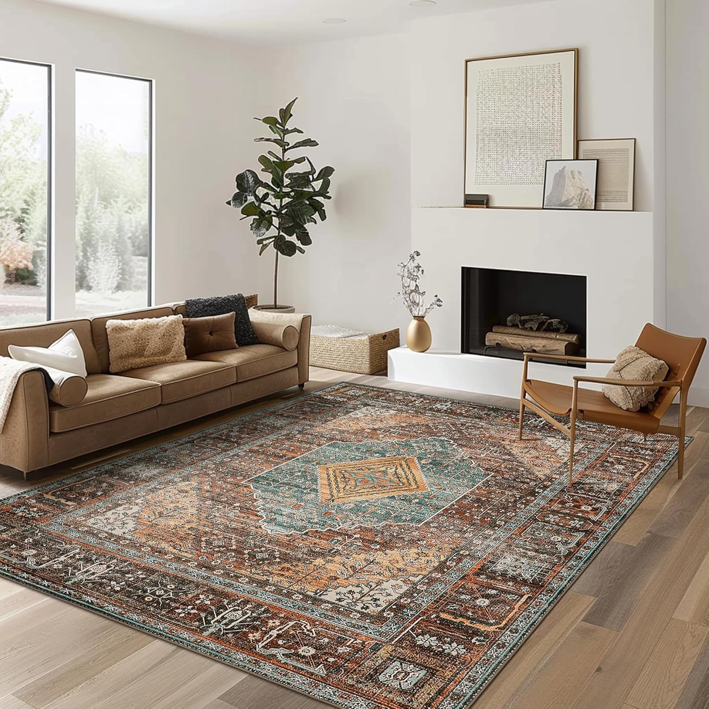 GENIMO Machine Washable Rugs Non Slip Carpet with Gripper AR1005