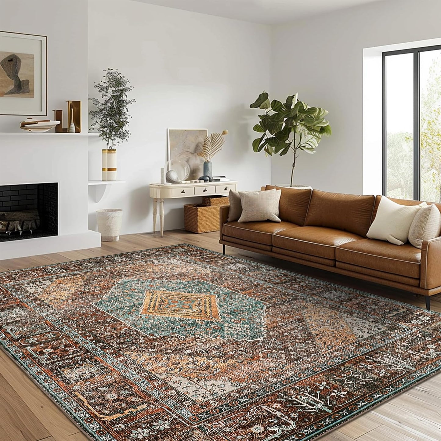 GENIMO Machine Washable Rugs Non Slip Carpet with Gripper AR1005