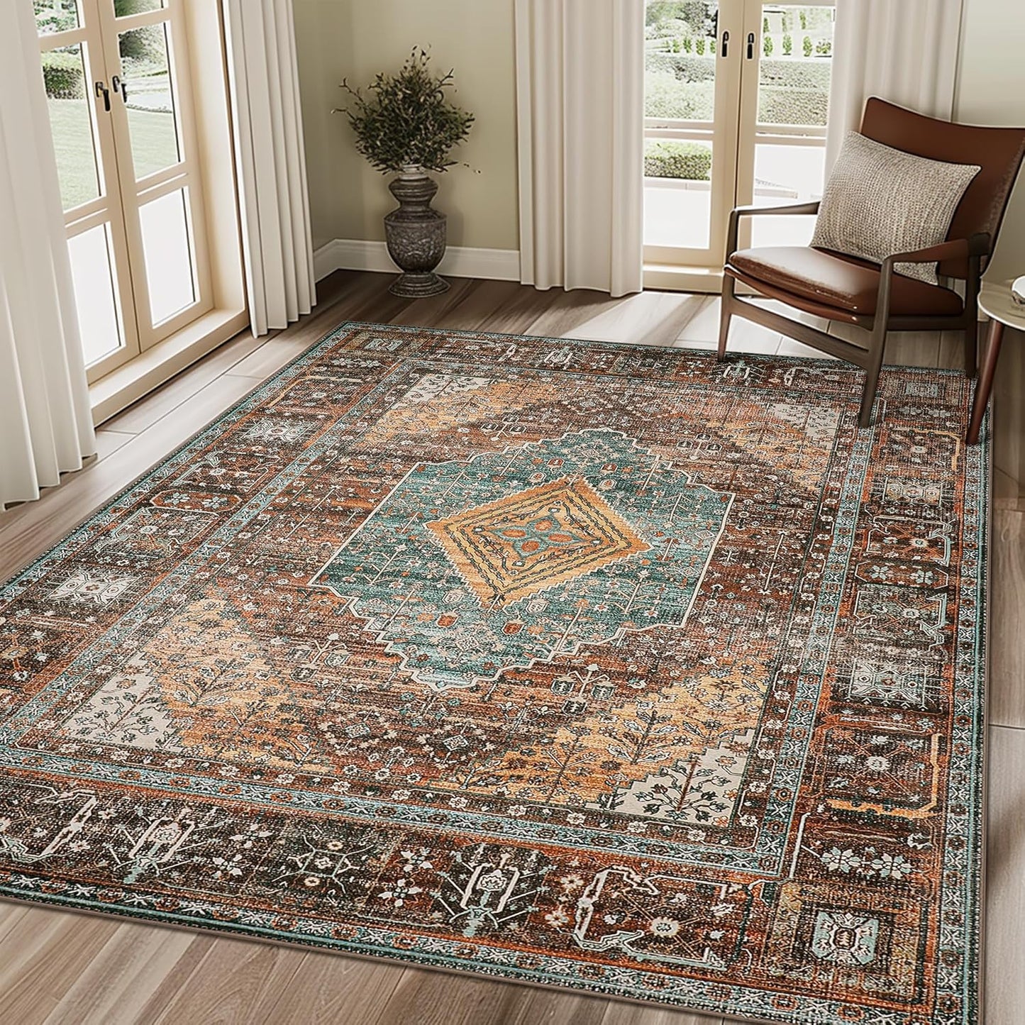 GENIMO Machine Washable Rugs Non Slip Carpet with Gripper AR1005