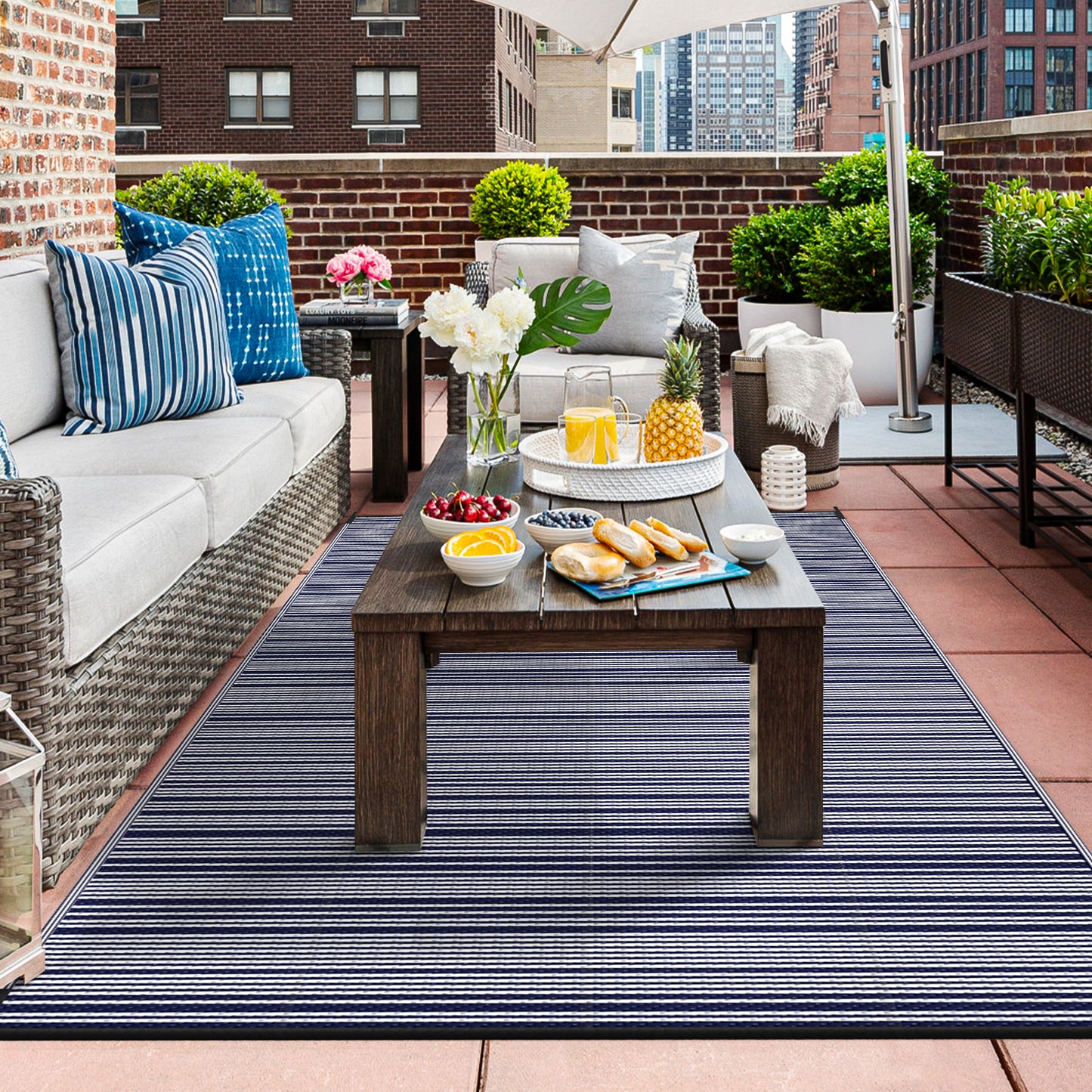 GENIMO Outdoor Rug for Patio Clearance,8'x10' Waterproof Mat