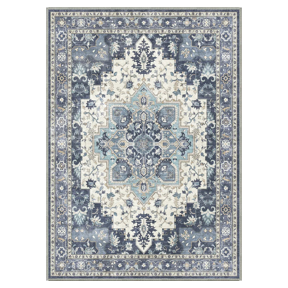 Daria Vintage Persian Tribal Rug in Dark Blue | GENIMO