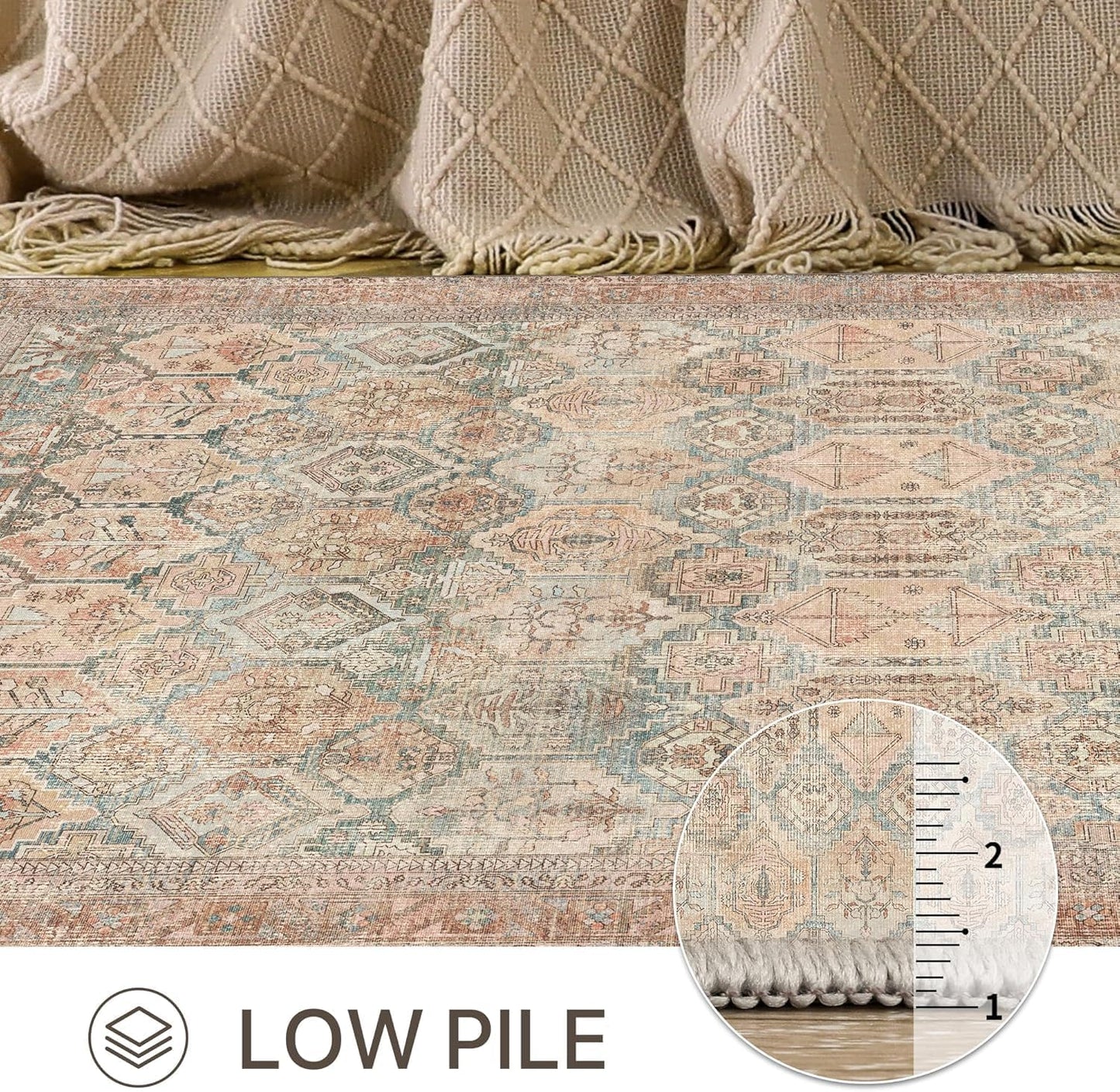 GENIMO Vintage Classic Print Multi Color Washable Area Rug
